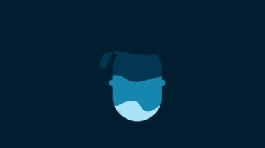 White Hand grenade icon isolated on blue background. Bomb explosion. 4K Video motion graphic animation.