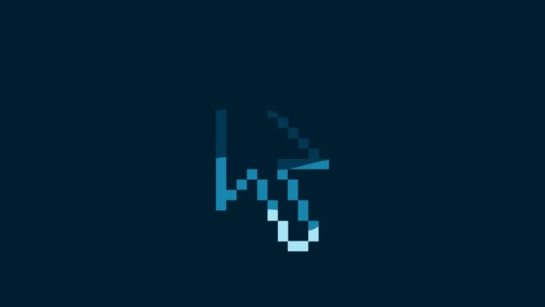 White Pixel Arrow Cursor Icon Isolated Blue Background Video Motion — Vídeo de Stock