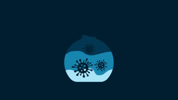 White Laboratory Glass Test Tube Virus Bacteria Icon Isolated Blue — Stok video
