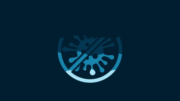 White Stop Virus Bacteria Germs Microbe Icon Isolated Blue Background — Stock Video