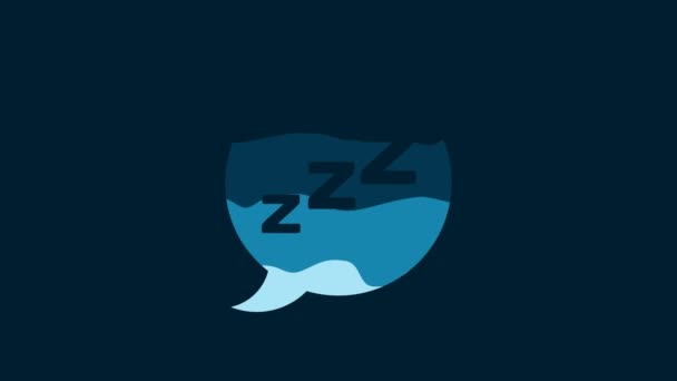 白色的语音泡沫 在蓝色背景上隔离了打鼾图标 闹钟应用 深度睡眠 觉醒的概念 4K视频运动图形动画 — 图库视频影像