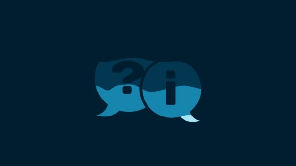 White Speech Bubbles Question Exclamation Icon Isolated Blue Background Faq — Stockvideo