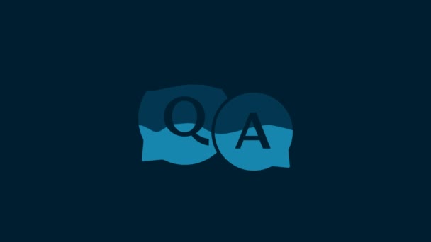 White Speech Bubbles Question Answer Icon Isolated Blue Background Symbol — Vídeos de Stock