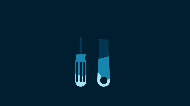 White Screwdriver Wrench Tools Icon Isolated Blue Background Service Tool — Stok video