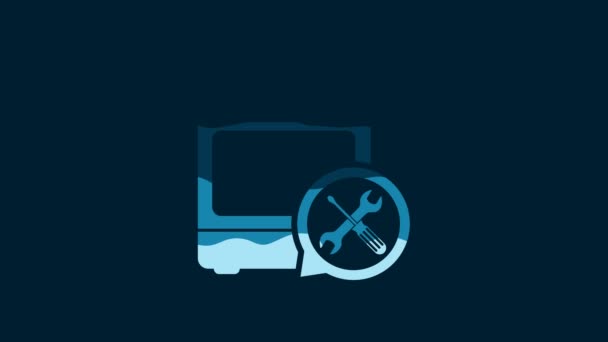 White Oven Screwdriver Wrench Icon Isolated Blue Background Adjusting Service — Wideo stockowe
