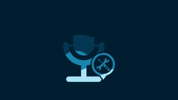 White Microphone Screwdriver Wrench Icon Isolated Blue Background Adjusting Service — Video
