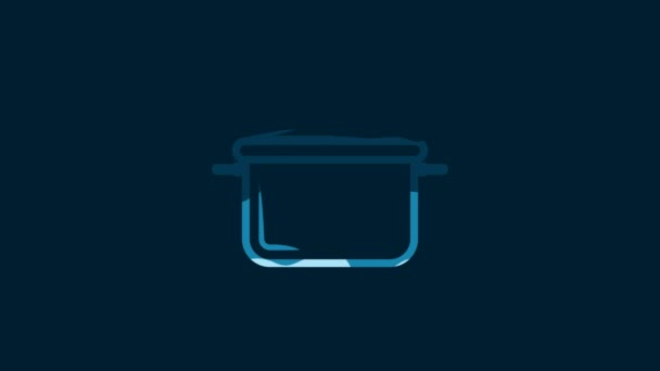 White Cooking Pot Icon Isolated Blue Background Boil Stew Food — Stok video