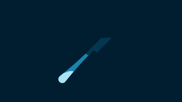 白いナイフアイコンは青の背景に隔離されています かわいいシンボル 4Kビデオモーショングラフィックアニメーション — ストック動画