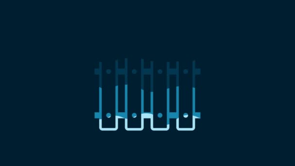 White Garden Fence Wooden Icon Isolated Blue Background Video Motion — Stock videók