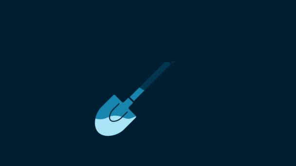 White Garden Shovel Icon Isolated Blue Background Gardening Tool Tool — Stock Video