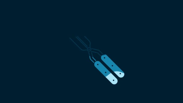 White Gardening Handmade Scissors Trimming Icon Isolated Blue Background Pruning — Stockvideo