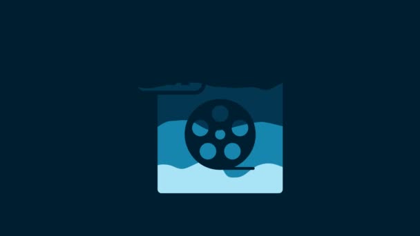 ホワイトAviファイル文書 青の背景に隔離されたAviボタンアイコンをダウンロードします Aviファイルのシンボル 4Kビデオモーショングラフィックアニメーション — ストック動画