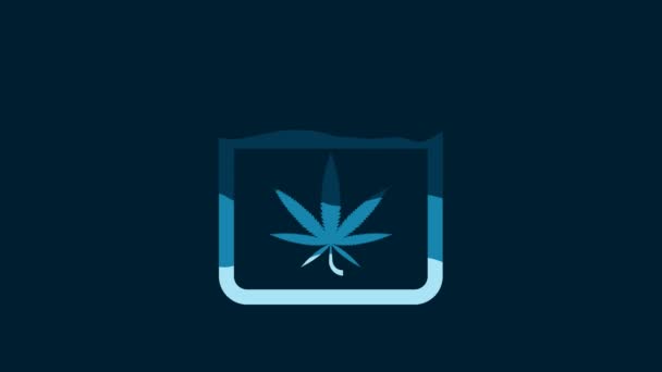 White Calendar Marijuana Cannabis Leaf Icon Isolated Blue Background National — Wideo stockowe
