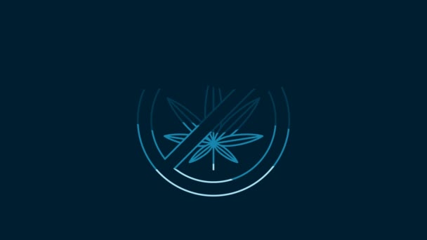 White Stop Marijuana Cannabis Leaf Icon Isolated Blue Background Smoking — Stockvideo
