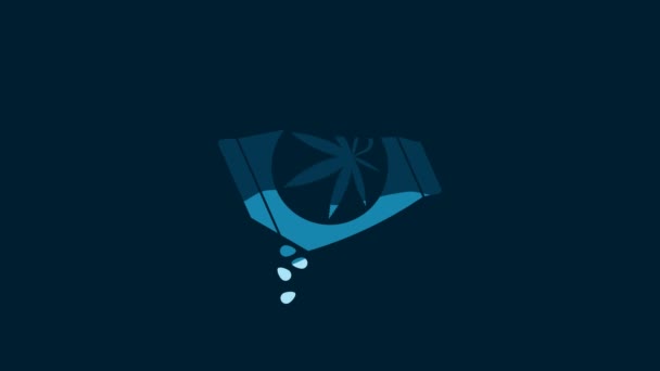 White Marijuana Cannabis Seeds Bag Icon Isolated Blue Background Hemp — Stockvideo