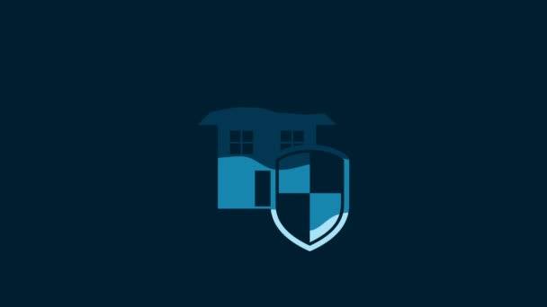 White House Protection Icon Isolated Blue Background Home Shield Protection — Stock video