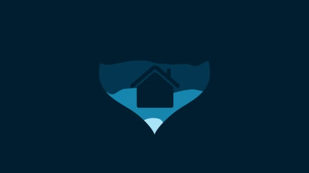 White House Heart Shape Icon Isolated Blue Background Love Home — Vídeo de stock