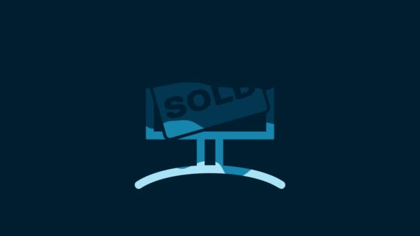White Hanging Sign Text Sold Icon Isolated Blue Background Sold — Stock video