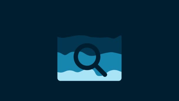 Иконка Пакета White Search Выделена Синем Фоне Символ Отслеживания Посылки — стоковое видео