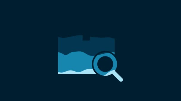 Pictograma Pachetului White Search Izolată Fundal Albastru Simbolul Urmărire Coletelor — Videoclip de stoc