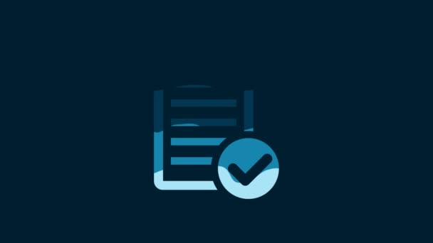 White Verification Delivery List Clipboard Pen Icon Isolated Blue Background — Stockvideo