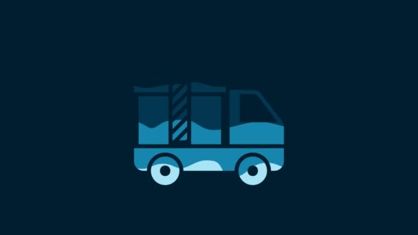 White Delivery Truck Gift Icon Isolated Blue Background Video Motion — Wideo stockowe