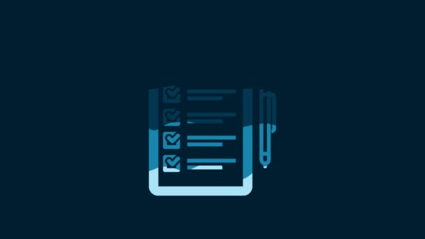 White Verification Delivery List Clipboard Pen Icon Isolated Blue Background — Wideo stockowe