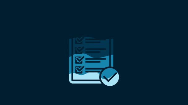White Verification Delivery List Clipboard Pen Icon Isolated Blue Background — Vídeos de Stock