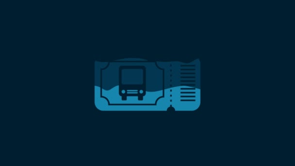 White Bus Ticket Icon Isolated Blue Background Public Transport Ticket — Video Stock
