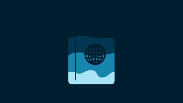 白色封面旅行指南图标孤立在蓝色背景 4K视频运动图形动画 — 图库视频影像