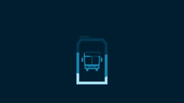 White Bus Ticket Icon Isolated Blue Background Public Transport Ticket — Stock videók