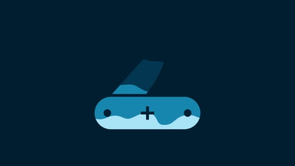 White Swiss Army Knife Icon Isolated Blue Background Multi Tool — Wideo stockowe