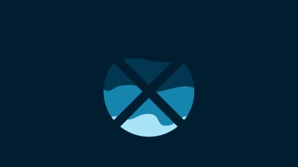 青の背景に隔離された白のカノテンウォーターボトルアイコン 観光フラスコのアイコン キャンペーンで水の使用のジャー 4Kビデオモーショングラフィックアニメーション — ストック動画