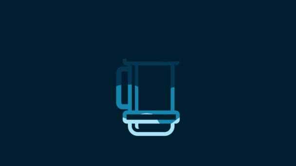 White Thermos Container Icon Isolated Blue Background Thermo Flask Icon — Vídeo de Stock