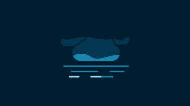 White Cloud icon isolated on blue background. 4K Video motion graphic animation.