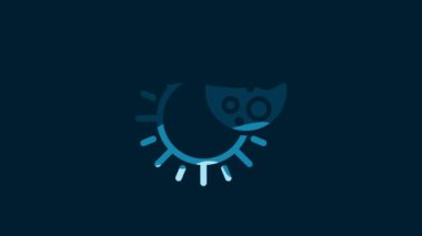 White Eclipse of the sun icon isolated on blue background. Total sonar eclipse. 4K Video motion graphic animation.