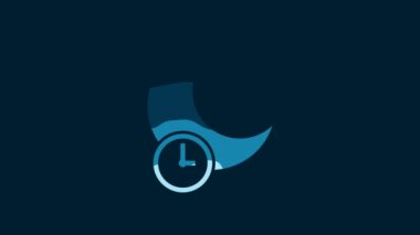 White Sleeping moon icon isolated on blue background. 4K Video motion graphic animation.