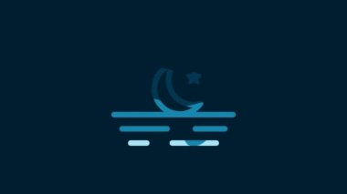 White Moon and stars icon isolated on blue background. 4K Video motion graphic animation.