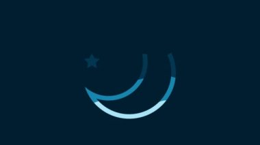 White Moon and stars icon isolated on blue background. 4K Video motion graphic animation.