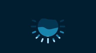 White Sun icon isolated on blue background. 4K Video motion graphic animation.