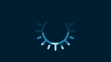 White Sun icon isolated on blue background. 4K Video motion graphic animation.