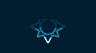 White Sun icon isolated on blue background. 4K Video motion graphic animation.