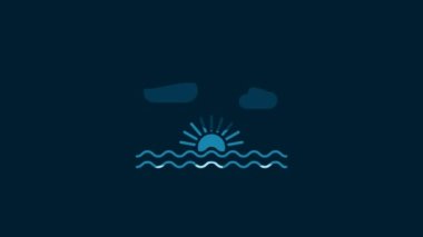 White Sunset icon isolated on blue background. 4K Video motion graphic animation.