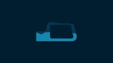 White Car mirror icon isolated on blue background. 4K Video motion graphic animation.