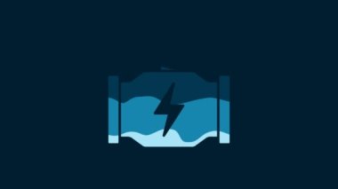 White Check engine icon isolated on blue background. 4K Video motion graphic animation.