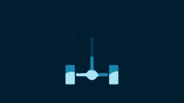 White Chassis car icon isolated on blue background. 4K Video motion graphic animation.