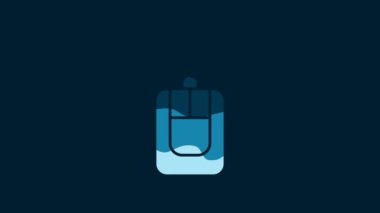 White Car key with remote icon isolated on blue background. Car key and alarm system. 4K Video motion graphic animation.