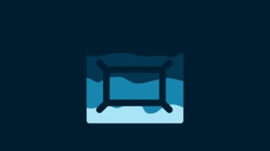 White Canister for motor machine oil icon isolated on blue background. Oil gallon. Oil change service and repair. Engine oil sign. 4K Video motion graphic animation.