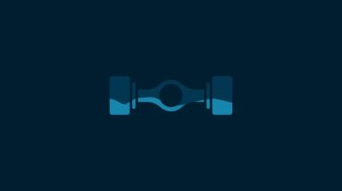 White Chassis car icon isolated on blue background. 4K Video motion graphic animation.