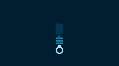 White Shock absorber icon isolated on blue background. 4K Video motion graphic animation.
